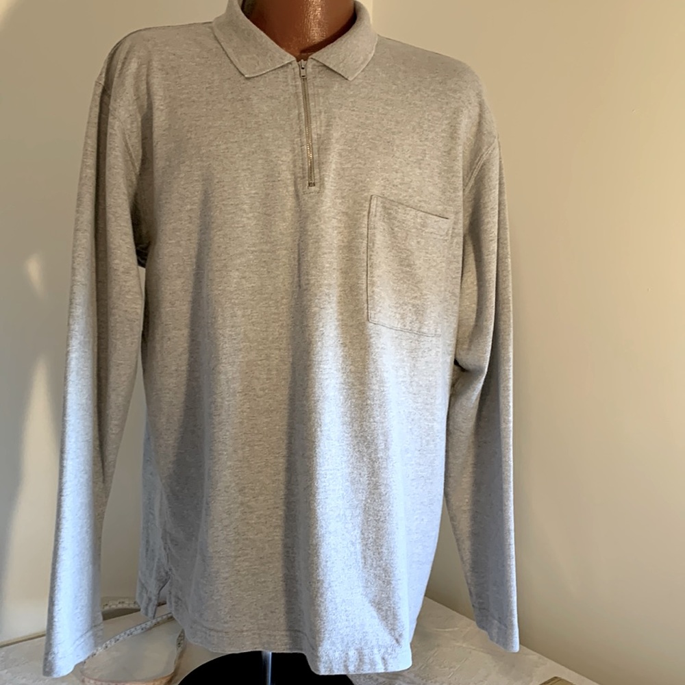 Eddie Bauer gray polo shirt mens L all cotton